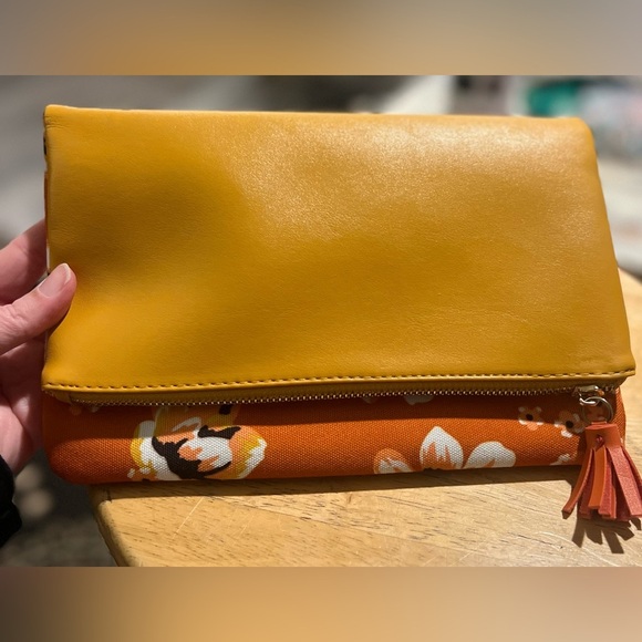 Rachel Pally Zahara Orange Vegan Leather Reversible Fold Over Clutch Bag NWOT - Picture 6 of 11